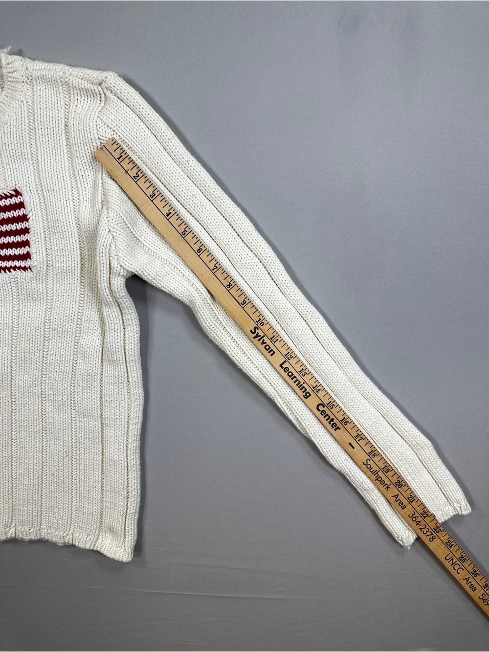 Polo Jeans Ralph Lauren L Cream Flag Knit Sweater 100% Cotton USA - Picture 9 of 9